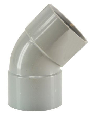 Afvoerbocht dubbele mof 50 mm 45 graden PVC