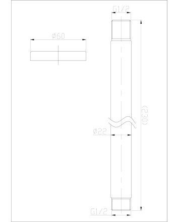 304 douchearm met plafondbevestiging rond 20 cm RVS
