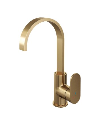BRAUER Gold Edition hoge opbouw wastafelmengkraan met draaibare platte uitloop model C goud geborsteld PVD