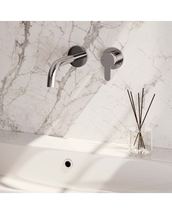 BRAUER Chrome Edition inbouw wastafelmengkraan met gebogen uitloop en rozetten model D1 chroom