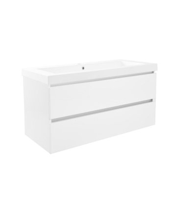 Wiesbaden Vision wastafel enkel met 1 kraangat 100x46x5,5 cm kunstmarmer glans wit