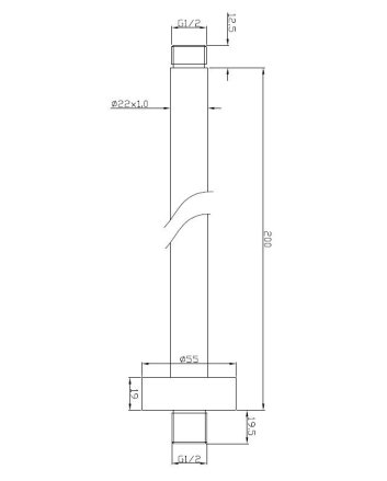 Caral douchearm met plafondbevestiging 20 cm chroom