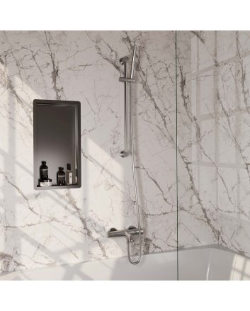 BRAUER Brushed Edition opbouw baddouche thermostaatkraan SET 01 met glijstang en staaf handdouche en doucheslang RVS geborsteld PVD