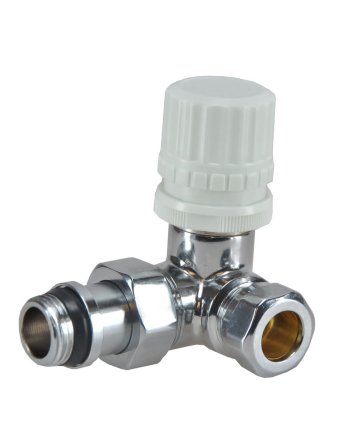 Luxe thermostatisch ventiel 1/2" x 15 mm (M22) knel, haaks links, chroom