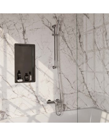 BRAUER Chrome Edition opbouw baddouche thermostaatkraan SET 01 met glijstang en staaf handdouche en doucheslang chroom