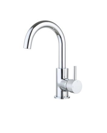 Sani DeLuxe Wastafelmengkraan opbouw Largo met draaibare uitloop Chroom met geribbeld knop