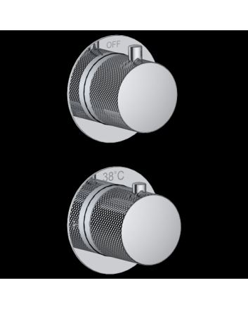 Sani DeLuxe Doucheset inbouw met box thermostaat, muurbevestiging / afwerkringen / douchekop 20 cm rond Chroom met geribbeld knop