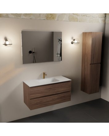 Mondiaz Aivy 100cm badmeubel Mocha, wastafel Talc solid surface midden 1 kraangat