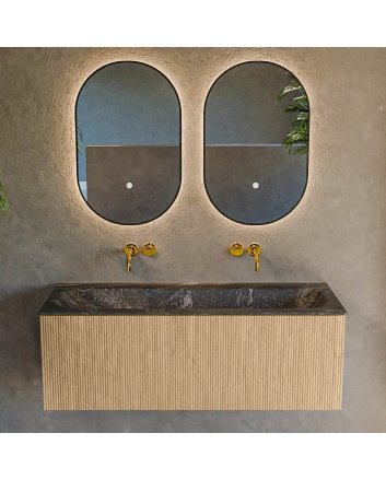 Mondiaz Kurve-Dlux 120cm badmeubel kleur Oak met 1 lade en 0 deuren. Wastafel Big large Midden zonder kraangat Lava.