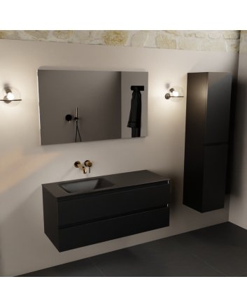 Mondiaz Aivy 120cm badmeubel Urban, wastafel Urban solid surface links zonder kraangat met spiegel