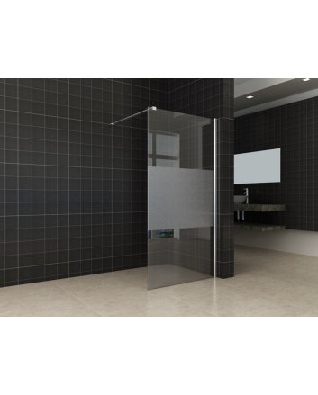 Comfort inloopdouche 900 x 2000 x 10 mm nano helder glas met melkglas middenband/chroom