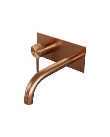 BRAUER Copper Carving inbouw wastafelmengkraan met gebogen uitloop en afdekplaat model A2 koper geborsteld PVD