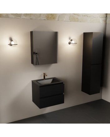 Mondiaz Aivy 60cm badmeubel Urban, wastafel Urban solid surface midden 1 kraangat met spiegelkast