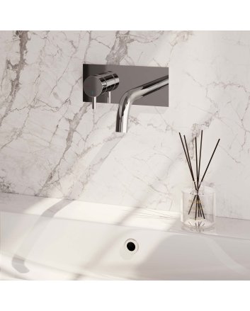 BRAUER Chrome Edition inbouw wastafelmengkraan met gebogen uitloop en afdekplaat model B2 chroom