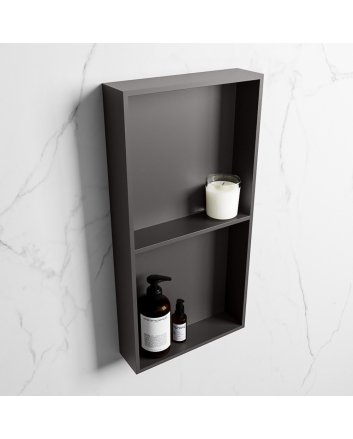 Mondiaz Easy Nis 59,5x29,5cm in solid surface kleur DarkGrey | DarkGrey. 2 vakken geschikt voor in- of opbouw