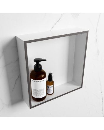 Mondiaz Easy Nis 29,5x29,5cm in solid surface kleur DarkGrey | Talc. 1 vak  geschikt voor in- of opbouw