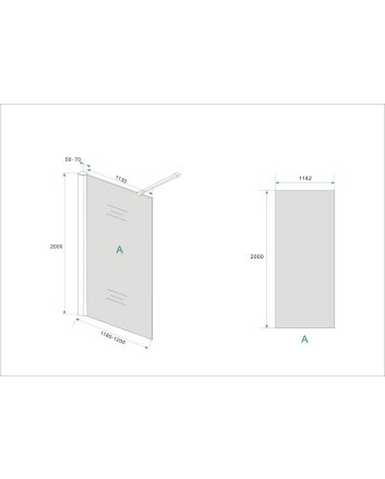 Comfort inloopdouche 1200 x 2000 x 10 mm nano rookglas/chroom