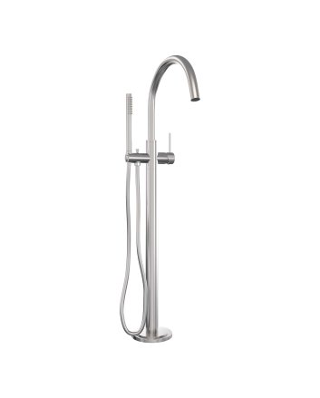 BRAUER Brushed Carving vrijstaande badmengkraan SET 01 met staaf handdouche en doucheslang RVS geborsteld PVD