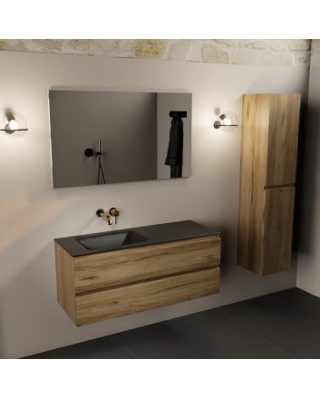 Mondiaz Aivy 120cm badmeubel Chai, wastafel Urban solid surface links zonder kraangat met spiegel