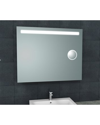 Tigris spiegel rechthoek met LED en scheerspiegel 100 x 80 cm