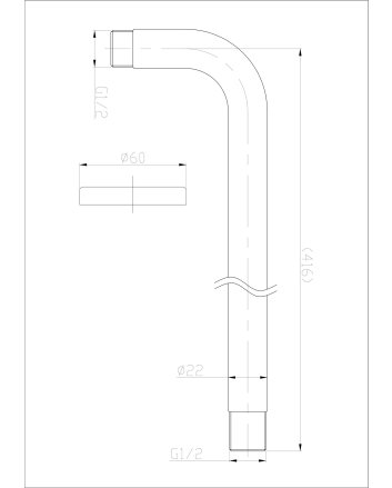 304 douchearm met muurbevestiging rond 40 cm RVS
