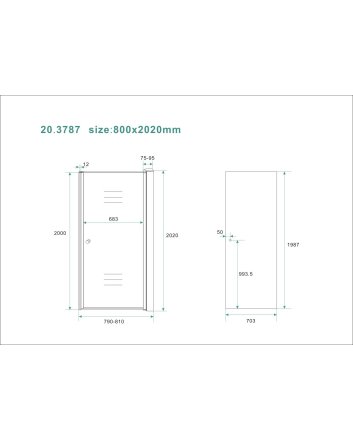 nisdeur met profiel 800x2000 8mm NANO rookglas