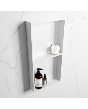 Mondiaz Easy Nis 59,5x29,5cm in solid surface kleur Talc | Talc. 2 vakken geschikt voor in- of opbouw