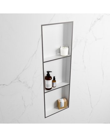 Mondiaz Easy Nis 89,5x29,5cm in solid surface kleur DarkGrey | Talc. 3 vakken  geschikt voor in- of opbouw
