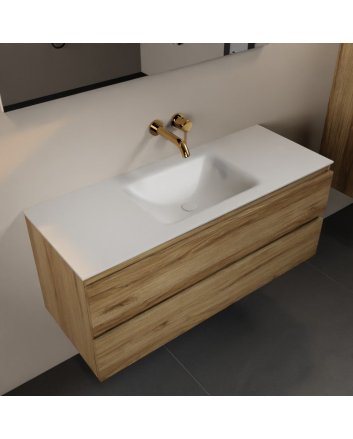 Mondiaz Aivy 120cm badmeubel Chai, wastafel Talc solid surface midden zonder kraangat