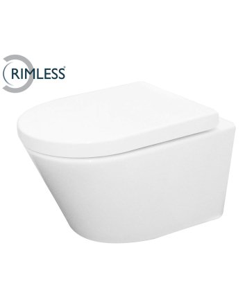 Vesta wandcloset rimless met Vesta toiletzitting softclose en quick release glans wit
