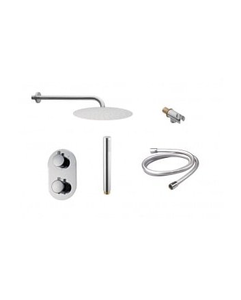 Sani DeLuxe Doucheset inbouw met thermostaat, muurbevestiging / douchekop 20 cm rond Chroom
