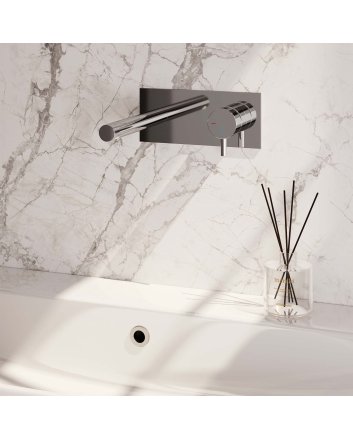 BRAUER Chrome Edition inbouw wastafelmengkraan met rechte uitloop en afdekplaat model B1 chroom