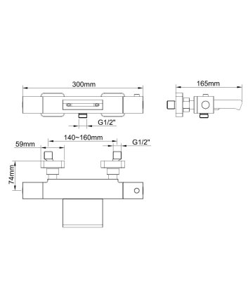 Rombo thermostatische waterval badmengkraan zwart