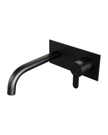 BRAUER Black Edition inbouw wastafelmengkraan met gebogen uitloop en afdekplaat model D1 mat zwart