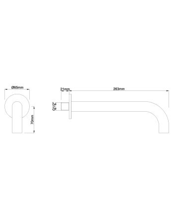 inbouw-uitloop rond 25cm 1/2''  gunmetal