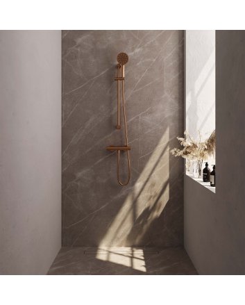BRAUER Copper Edition opbouw douche thermostaatkraan SET 02 met glijstang en 3-standen handdouche en doucheslang koper geborsteld PVD