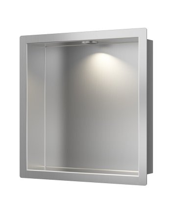 Demis inbouwnis met LED 30 x 30 x 7 cm RVS