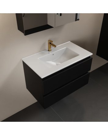 Mondiaz Aivy 80cm badmeubel Urban, wastafel glanzend wit keramiek midden 1 kraangat met spiegelkast