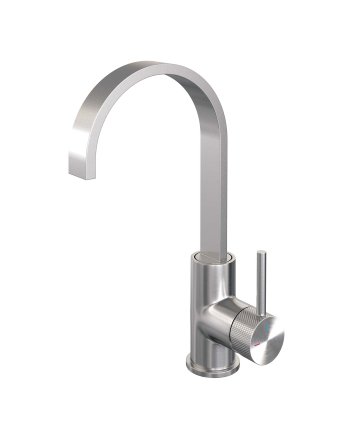 BRAUER Brushed Carving hoge opbouw wastafelmengkraan met draaibare platte uitloop model A RVS geborsteld PVD