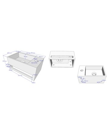 Wiesbaden Julia fontein rechts Solid surface 35 x 20 x 16 cm mat zwart