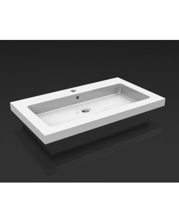 Wiesbaden Kera wastafel enkel met 1 kraangat 60x46x5 cm keramiek glans wit