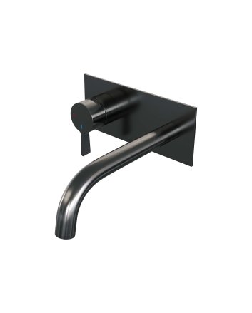 BRAUER Gunmetal Edition inbouw wastafelmengkraan met gebogen uitloop en afdekplaat model E2 gunmetal geborsteld PVD
