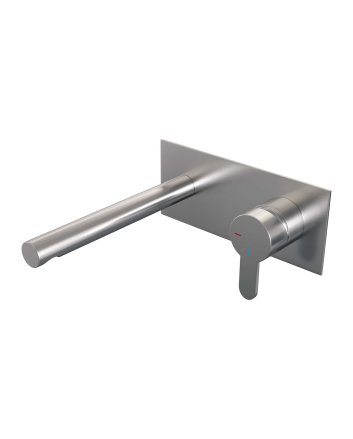 BRAUER Brushed Edition inbouw wastafelmengkraan met rechte uitloop en afdekplaat model D1 RVS geborsteld PVD