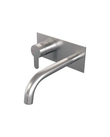 BRAUER Brushed Edition inbouw wastafelmengkraan met gebogen uitloop en afdekplaat model D2 RVS geborsteld PVD