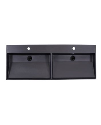 Sani DeLuxe Wastafel Quartz Trend 120 dubbele wasbak, met twee kraangaten
