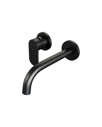 BRAUER Black Edition inbouw wastafelmengkraan met gebogen uitloop en rozetten model C2 mat zwart