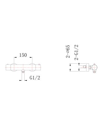 304 thermostatische douchemengkraan 15 cm RVS