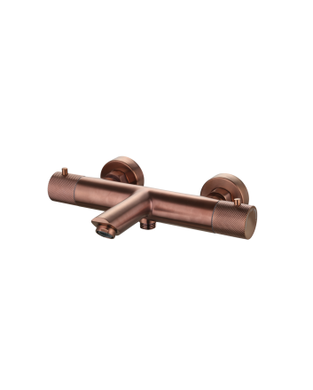 Sani DeLuxe Badmengkraan opbouw thermostatisch rond Brons met geribbeld knop