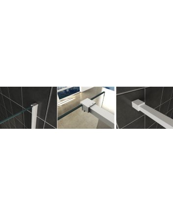 Slim profielset met stabilisatiestang 120 cm mat wit