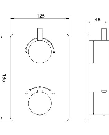 Caral afbouwdeel inbouwthermostaat 2 weg geborsteld staal